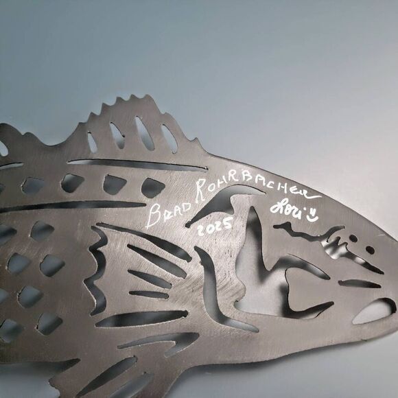 Fishing Enthusiast Blue Fin Fish Handcrafted Heavy Metal Carved Sculpture NEW! - Picture 8 of 8